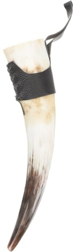 BESPORTBLE Tasse à Boire En Corne De Vache 32-48 Cm Grosse Capacité Décoration Viking Naturelle Artisanale Pour Bière Vin Étui En Cuir Accessoire Maison Cuisine