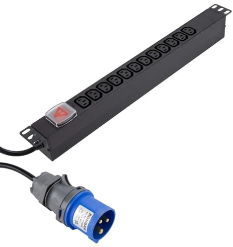 PDU IEC C13 Sockets 12 Way with 16A Commando Power Distribution Unit Horizontal 3m