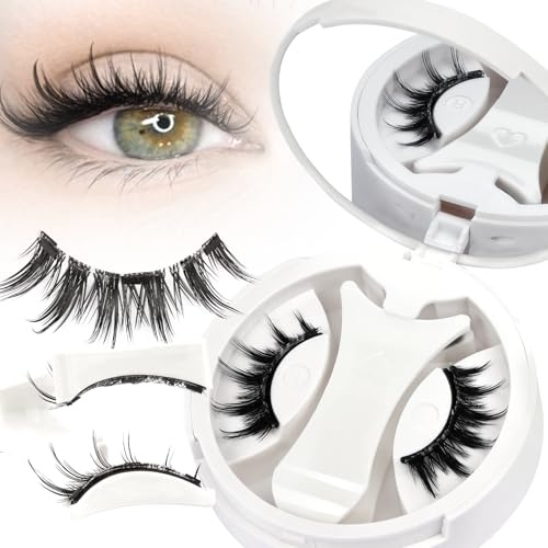 Veleasha Magnetische Wimpern 1 Paar wiederverwendbare Magnetwimpern mit Applikator Manga Wimpern natürliches Aussehen kein Kleber benötigt Wimpern-Set luftige Anime-Kunstwimpern mit Magneten (M01)
