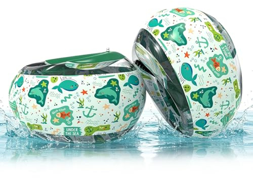 Schwimmflügel für Kinder 1-6 Jahre, Schwimmhilfe Baby ab 1 Jahr, Schwimmring mit Sicherheitsventil, Schwimmweste für Sicheres Schwimmen Lernen, Empfohlenes Gewicht 6-20kg (Grün1)