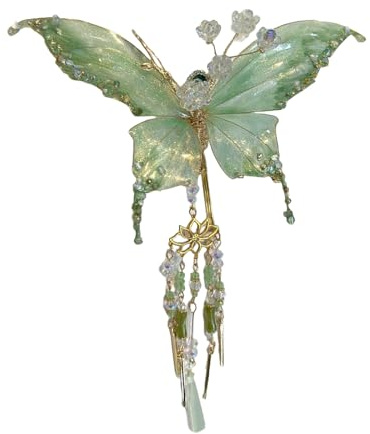 MICFENY Antike Schmetterlings-Haarspange, baumelnde Haarnadel für Damen, mit zarten Quasten, traditionelles Kostüm-Haar-Accessoire