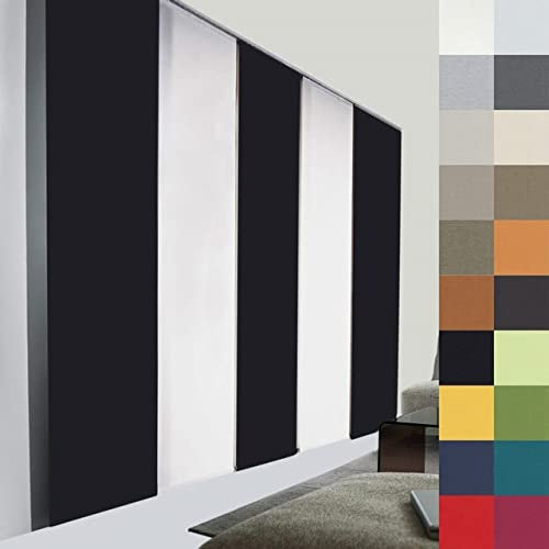 Schiebegardine nach Maß, Verdunkelungsgardine, Maßanfertigung, Schiebevorhang zur Verdunkelung, Flächenvorhang, Raumteiler, Blickdicht (155cm Höhe x 60cm Breite/Schwarz)