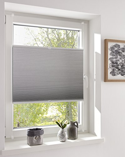 DécoProfi Wabenplissee ohne Bohren verdunkelnd Weiss 85cm x 130cm I Verspannte Plissees nach Maß mit Klemmträger/Klemmfix I Blickdichte Innenrahmen-Plissees zum Klemmen