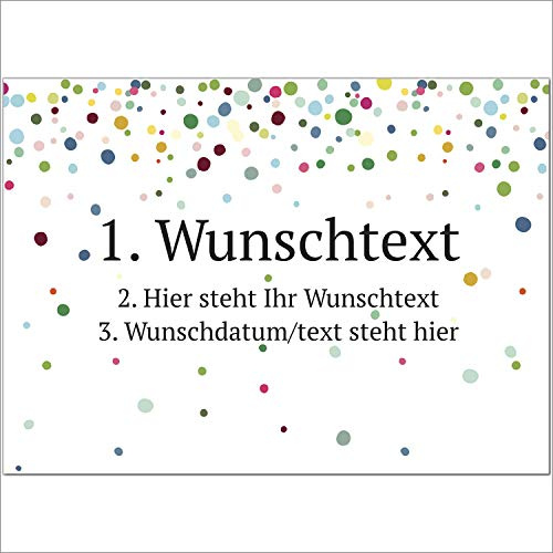 Einladungskarten Manufaktur Hamburg 8 x Personalisierte Gruß-Karten mit Ihrem Wunschtext, Motiv Konfetti Bunt, als Einladung, Save The Date, Dankeskarte oder Geburtstagskarte, DIN A6