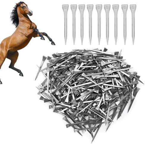 Nikou Chiodo a ferro di cavallo - 250PCS E6 chiodo per zoccoli in acciaio ad alta resistenza che fissa saldamente l'accessorio per attrezzi da cavallo senza piegarsi