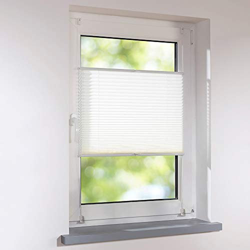 Plissee 60 x 140 cm DUETTE weiß L. Wabenplissee verspannt Klemmfix ohne Bohren Faltrollo Raffrollo für Fenster und Türen