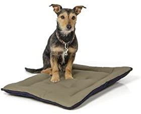 Wallace & Jones | Wendedecke pflegeleicht waschbar bis 95°C - gepolsterte Indoor/Outdoor Liegedecke für Hunde | Hundedecke - 60 x 45 cm - Dunkelblau/Oliv