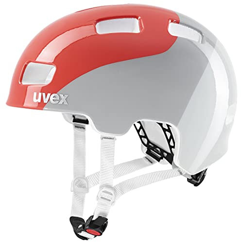 uvex hlmt 4 - Leichter Fahrradhelm für Kinder - individuelle Größenanpassung - waschbare Innenausstattung - Grapefruit - Grey - 55-58 cm