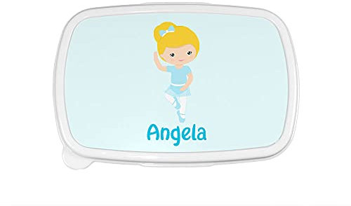 Fupies Porta pranzo e merenda personalizzato con nome ballerina bionda, Azzurro