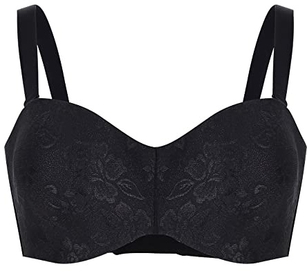 Ayigedu Women's Strapless Minimizer Multiway for Large Bust Underwire Unlined Plus Size Bra 46-DD Black