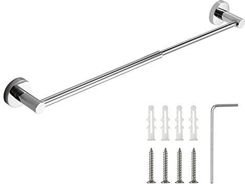 XHDA Adjustable Single Towel Rail Wall Mounted, Stainless 40-70 cm Adjustable Towel Rack with Screws, Retractable Single Towel Bar for Bathroom Kitchen Wall