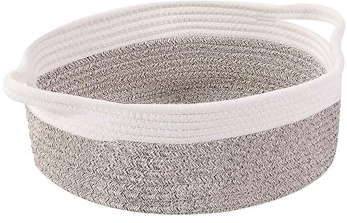 OUTBROS Cesto Portaoggetti in Corda di Cotone, con Maniglie, Contenitore per l'immagazzinamento, Impilabile Scatola di Immagazzinaggio, Organizer, Beige&Marrone