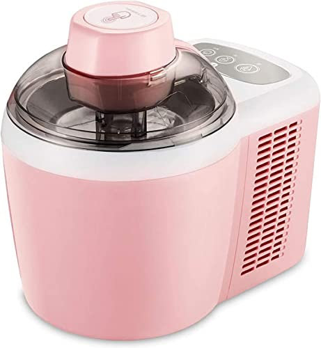 Samnuerly Thermoelectric Automatic Self Freezing Ice Cream Maker Machine Soft & Hard Serve 600ML Gelato Sorbet Frozen Yoghurt,Pink (Gray) (Pink)
