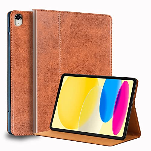 Gexmil Leder Hülle für iPad A16 11th Gen 11 2025,iPad 10th Gen 10.9 2022 | Smart Leder Cover/Flip,Auto Schlaf/Aufwachen,Schutzhülle Einstellbarer Ständer,Stoßfest,Rutschfest,Braun