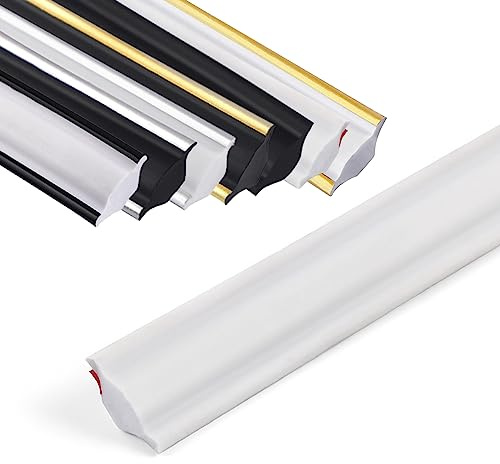 GHIBFBT Självhäftande prydnadslister, självhäftande taklist, 5 m, taklister PVC triangel prydnadslist, flexibel och lätt, golvlist, självhäftande för väggkanter, kakelkanter (vit medel)
