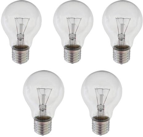 5 x Traditional 60W GLS Edison Screw (ES) Clear Light Bulbs 240V E27