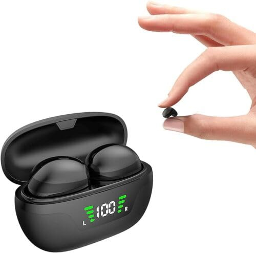 Cmeilau Mini Auricolari Wireless Invisibili Bluetooth Nascosto IPX5, Stereo con Cancellazione del Rumore Discreto Piccolo Bluetooth, Auricolari Dormienti Impermeabili per chi dorme sul fianco (Black)