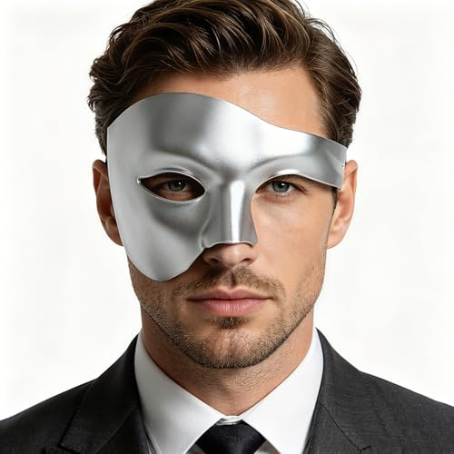 Oidea Masquerade Mask for Men: Phantom Of The Opera Mask Plastic Half Face Party Masks Halloween Costume Prom Ball Mardi Gras Venetian Masks