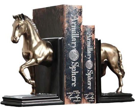 UYHBCNQD Buchstützen aus Kunstharz, robuste Buchstütze, einzigartiges Pferde-Design, 22,9 x 10,2 x 26,9 cm, Buchstopper, Gewicht: 2 kg