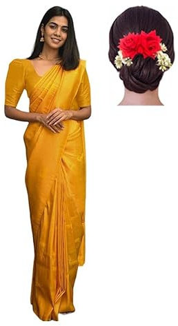 KULIA® Sari de Mujer Vestido de Bollywood Indio Sari de Boda Seda India Sari Moderno Ropa de Fiesta de Oficina Sari étnico Accesorios Moda Sari Banarasi con Blusa sin Costuras sari indio mujer boda