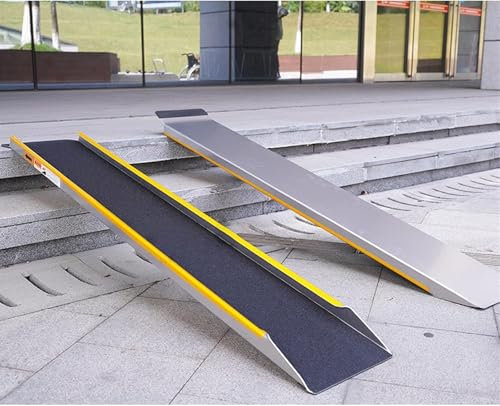 Schwellenrampe, 0,9 m/1,5 m Rollstuhlrampe, robuste, rutschfeste Aluminiumrampe für Stufen, Treppen, tragbare Mobilitätsschwellenrampe für Zuhause, Türen, Roller, belastbar 300 kg (150 cm)