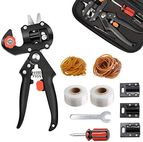 ZATTYDV Pfropfwerkzeuge Gartenscheren-Set, professionelle Gartenpfropf- und Gartenscheren-Schneidwerkzeuge, mit Pfropfband-Gummibändern, perfekt zum Obstbaumschneiden u