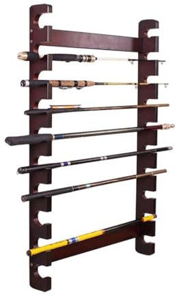 BYPIAOERZ Angelrutenhalter An der Wand montiertes Angelruten-Aufbewahrungsregal aus Holz, Angelruten-Ausstellungsregal, Aufbewahrungsregal, Angelzubehör-Shop-Ausstellungsregal