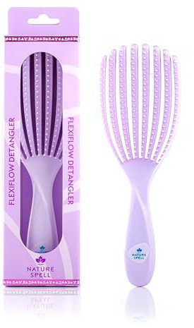 Nature Spell FlexiFlow Detangling Hair Brush, Flexible Strands for Gentle Brushing, Eliminates Knots & Reduces Breakage, Suitable for All Hair Types, Purple