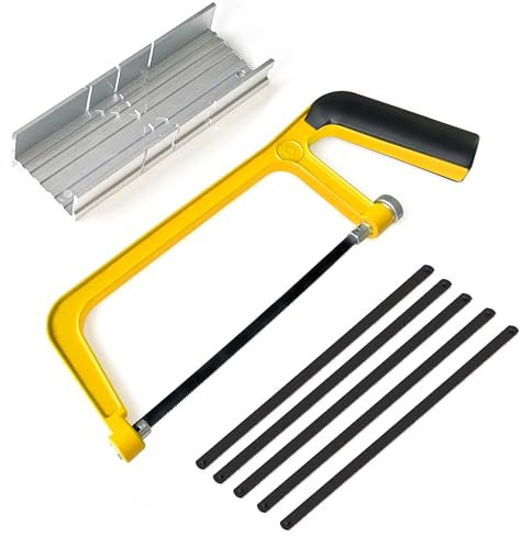 Viganoc 6-inch Mini Hacksaw and Miter Block Set - 150 mm Cutting Hand Saw with 5Pc Bi-Metal Blades