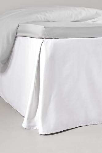 Jotex Zack Satin Volant Betthusse 100% hochwertige Bio-Baumwolle Bettrock, Höhe 45 cm, Weiß 90 x 200 cm