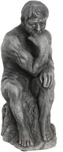 FIGURA CEMENTO 16X12X30 PENSADOR DESGASTADO GRIS