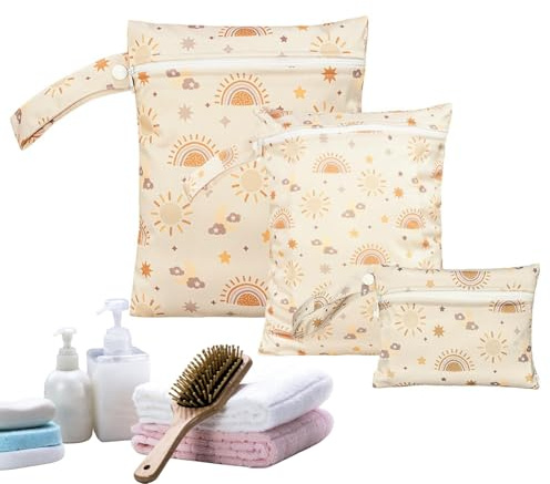 Tuxxjzm Set di 3 sacchetti impermeabili per pannolini e costumi da bagno, per bambini, viaggi, campeggio, palestra, piscina, escursioni