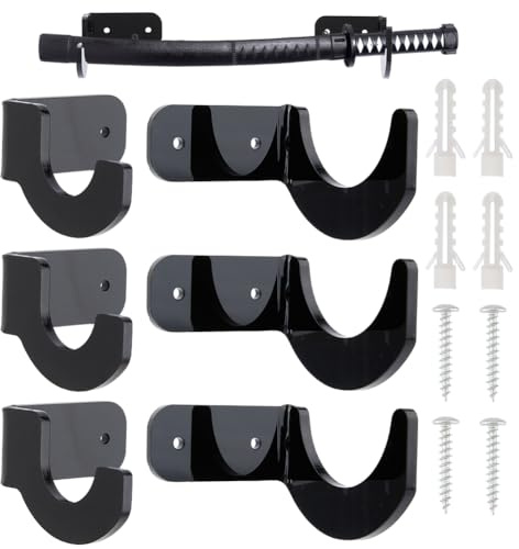 DICOSMETIC 3 Setzt Schwert Katana Wandhalterungen Baseballschlägerhalter Rack Acrylschwerter Haken Softballschläger Aufbewahrungskoffer Schwarz Horizontaler Schlägerhalter