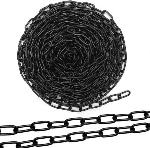 MIUUIPI 10m Stahlkette aus Kohlenstoffstahl, 3mm Starke Stahlkette, Schwarz Gliederkette Verlängerungskette, Rostfrei Ketten Sicherungskette, Kette Hängesessel, Absperrketten, Lampenkette, Ankerkette