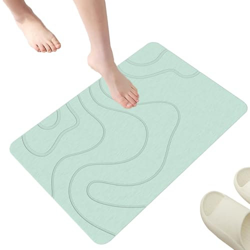 Qfdiwr Alfombra De Baño De Piedra Absorbente,40x6 0cm Súper Absorbente Alfombras Ducha, Secado Rápido, Antideslizante Y Antibacteriana