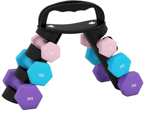 SPORTNOW Kurzhantel-Set, Kleinhanteln mit Trageaufbewahrung, 6 Gewichte für Heim-Fitnessstudio, Kettlebell-Training, Gewichtheben, Übung, 2 x 1 kg, 2 x 2 kg, 2 x 3 kg, Rosa