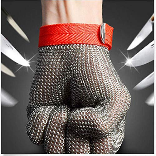 HY HUIJUN Schnittschutzhandschuhe, Schutz Edelstahl Draht Metall Mesh Arbeitshandschuhe, hoher Komfort & sicheres Schneiden mit Baumwolle Handschuhe (XL)