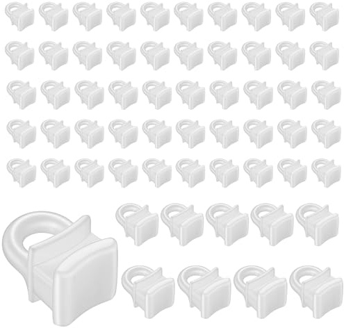 60 PcsCurtain Track Gliders Hooks for VW Caravan, Plastic Curtain Hooks for Tracks, White Curtain Rail Slider Hook Rollers, cCurtain Rail Gliders for Campervan Window Door Shower