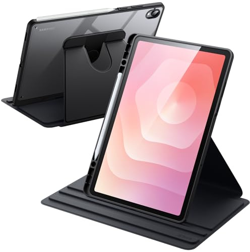 JETech Funda Giratoria para Samsung Galaxy Tab S11 con Porta para S Pen, Carcasa Protectora Soporte Rotación de 360 Grados Respaldo Claro, Auto-Estela/Sueño (Negro)