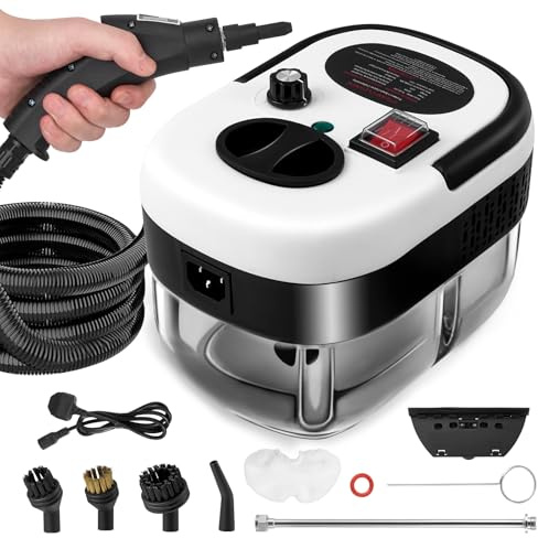 Dampfreiniger Handgerät,Steam Cleaner mit 1500ML Tank,Tragbarer Hochdruck Dampfreiniger mit 3 Arten von Düsen,6 Einstellbare Geschwindigkeiten von Polstermöbel, Küche, Badezimmer, Auto
