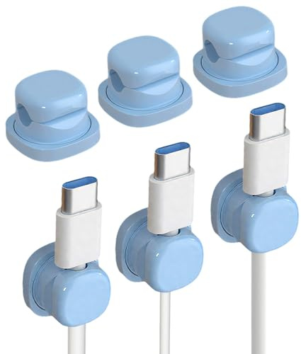 Kabelhalter Kabelclips, 2026 Neu 6 Stück Kabelhalter Selbstklebend, Feder Kabelklemmen Kabel Organizer, Kabelorganizer für Nachttisch Schreibtisch Wand (6Pcs,Blau)