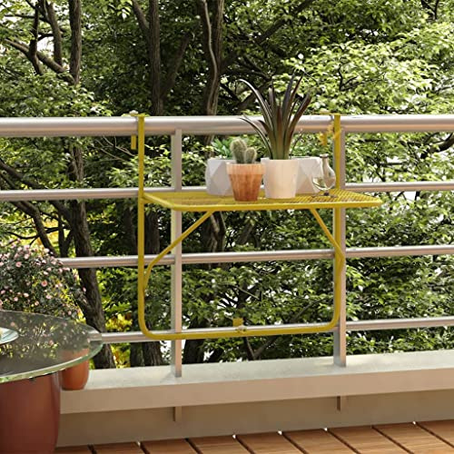 Hoopleep Balkontisch Golden 60x40 cm, klappbar, Stahl mit E-Beschichtung, platzsparend, ideal für Terrasse, Veranda, Geländer, Outdoor-Nutzung