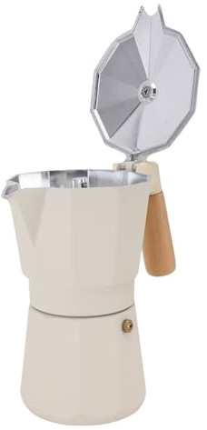 Sxhlseller Versatile Caffettiera in Alluminio da 6 Tazze con Manico in Legno per Fornelli da Campeggio Elettrici a Gas, Caffettiera Portatile da Piano Cottura per Uso Domestico All'aperto