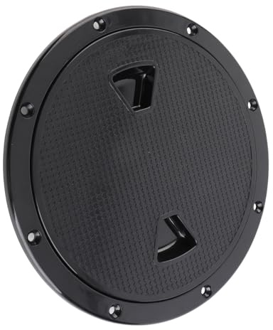 RASTKY Plaque de Pont Ronde Noire de 20,3 Cm, Résistante aux, Couvercle de Trappe D'inspection pour Bateau Marin, Camping-Car, Plaque de Pont de Rechange Robuste et Antidérapante pour Les Amateurs
