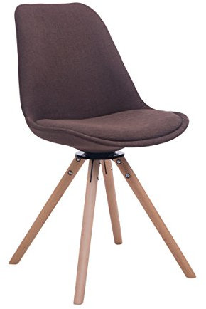 CLP Retrostuhl Troyes Rund Mit Stoffbezug Und Hochwertiger Polsterung I Drehbarer Stuhl Mit Schalensitz Und Massiven Holzbeinen, Farbe:braun, Gestell Farbe:Natur