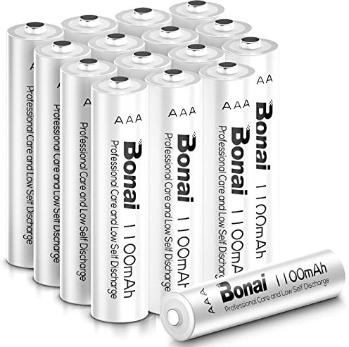 BONAI Pile Ricaricabili AAA Alta Capacità 1100mAh, 1.2V Batterie Ministilo Ricaricabile ​Ni-MH 1200 Cicli Auto-Scarica Bassa Confezione da 16