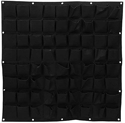 ele ELEOPTION Wand Pflanztasche,Vertikal Hängende Bepflanzung Taschen mit 72 Taschen inkl. 6 Haken für Kräuter oder Blumen, Deko für Ihren Garten und Ihre Terrasse (Schwarz)