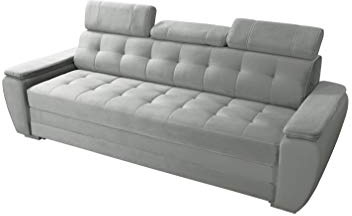 Robin Inspire Sofa mit Schlaffunktion, 3-Sitzer Diana Braun Weiß | Schlafsofa 230 cm, Couch mit DELFIN-Mechanismus, 3 verstellbare Kopfstützen, freistehend, Liegefläche 190 x 130 cm