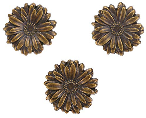 EXCEART 10 Set Bronze Vintage Antik Metall Druckknopf Verschluss Metall Vintage Blumen Druckknöpfe Chrysanthemen Knöpfe für Leder Handwerk DIY Jacke mit Kappen Sockel Nieten