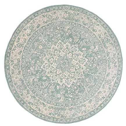 Vintage Teppich Rund - Wonder Oriental Grün - Ø 100 cm | Synthetik, Polypropylen - Kurzflor - Vintage - Klassik, Orientalisch - Wohnzimmer, Esszimmer, Schlafzimmer